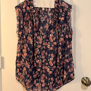 Rebecca Taylor Sleeveless Top - Navy and Pink